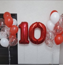 Набор шаров на 10 лет "Красный"